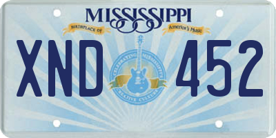MS license plate XND452