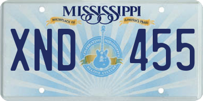 MS license plate XND455