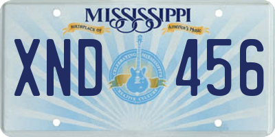 MS license plate XND456
