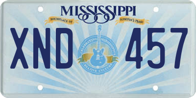 MS license plate XND457