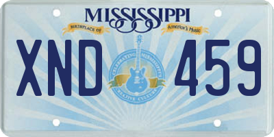 MS license plate XND459