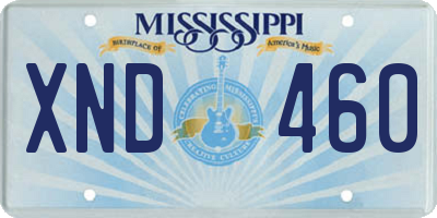 MS license plate XND460