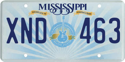 MS license plate XND463
