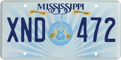 MS license plate XND472