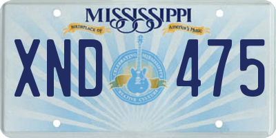 MS license plate XND475