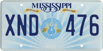 MS license plate XND476