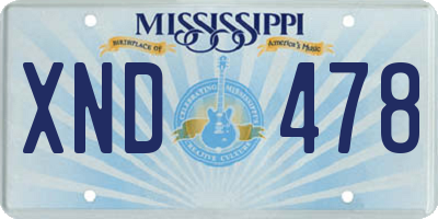 MS license plate XND478
