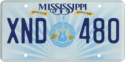 MS license plate XND480