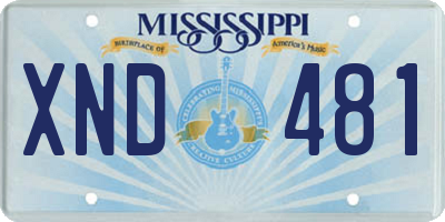 MS license plate XND481