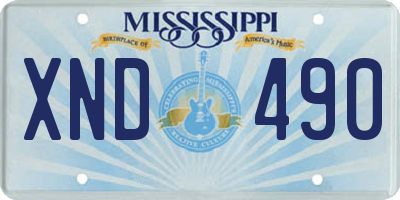 MS license plate XND490