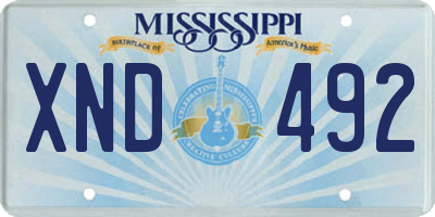 MS license plate XND492