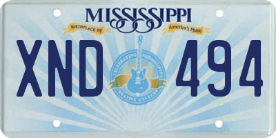 MS license plate XND494