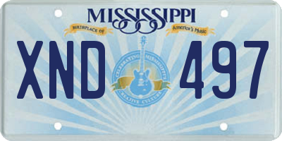 MS license plate XND497