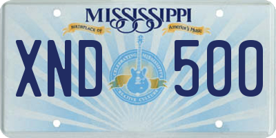 MS license plate XND500