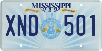 MS license plate XND501