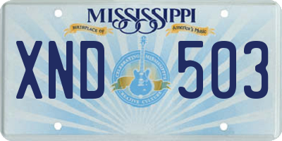 MS license plate XND503