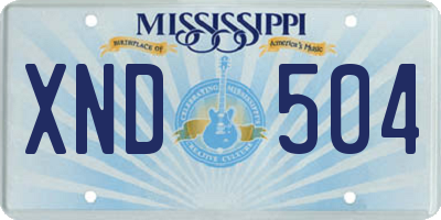 MS license plate XND504