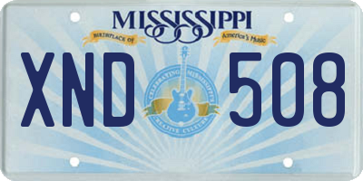 MS license plate XND508