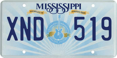 MS license plate XND519