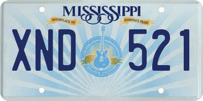 MS license plate XND521