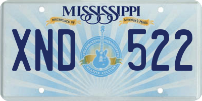 MS license plate XND522