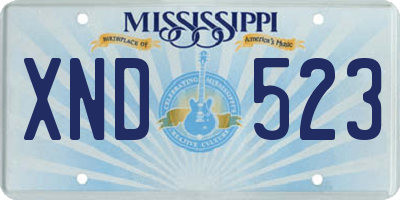MS license plate XND523