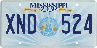 MS license plate XND524