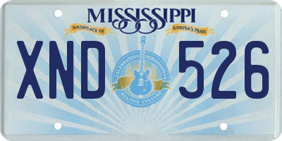 MS license plate XND526