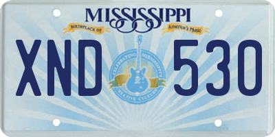 MS license plate XND530