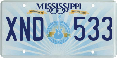 MS license plate XND533