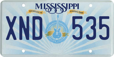 MS license plate XND535