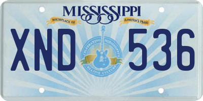 MS license plate XND536