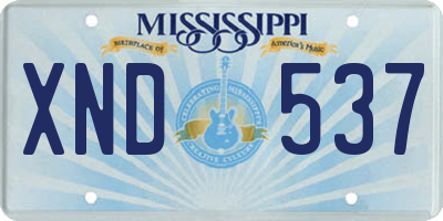 MS license plate XND537