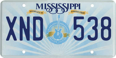 MS license plate XND538