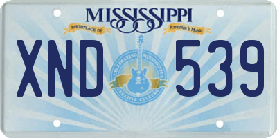 MS license plate XND539