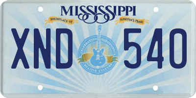 MS license plate XND540