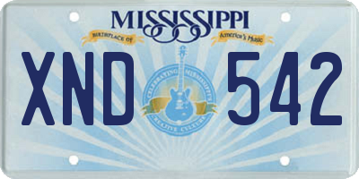 MS license plate XND542