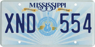 MS license plate XND554