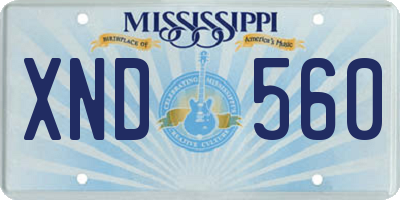 MS license plate XND560