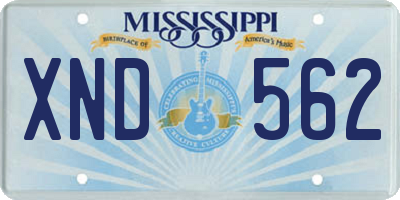 MS license plate XND562