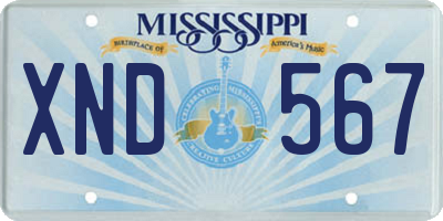 MS license plate XND567