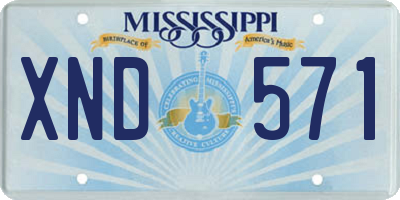 MS license plate XND571