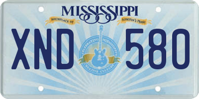 MS license plate XND580