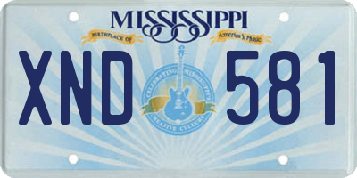 MS license plate XND581