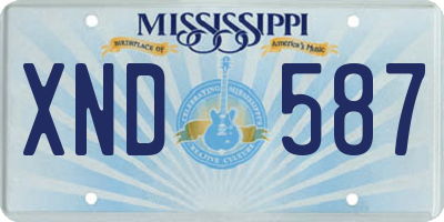 MS license plate XND587