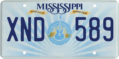 MS license plate XND589