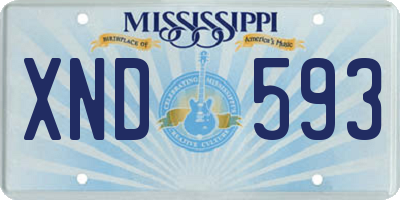 MS license plate XND593