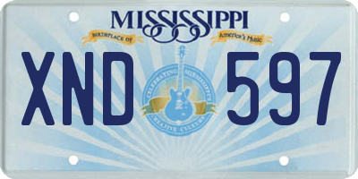 MS license plate XND597