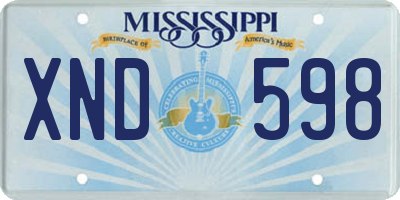 MS license plate XND598