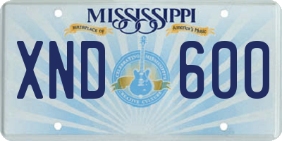 MS license plate XND600